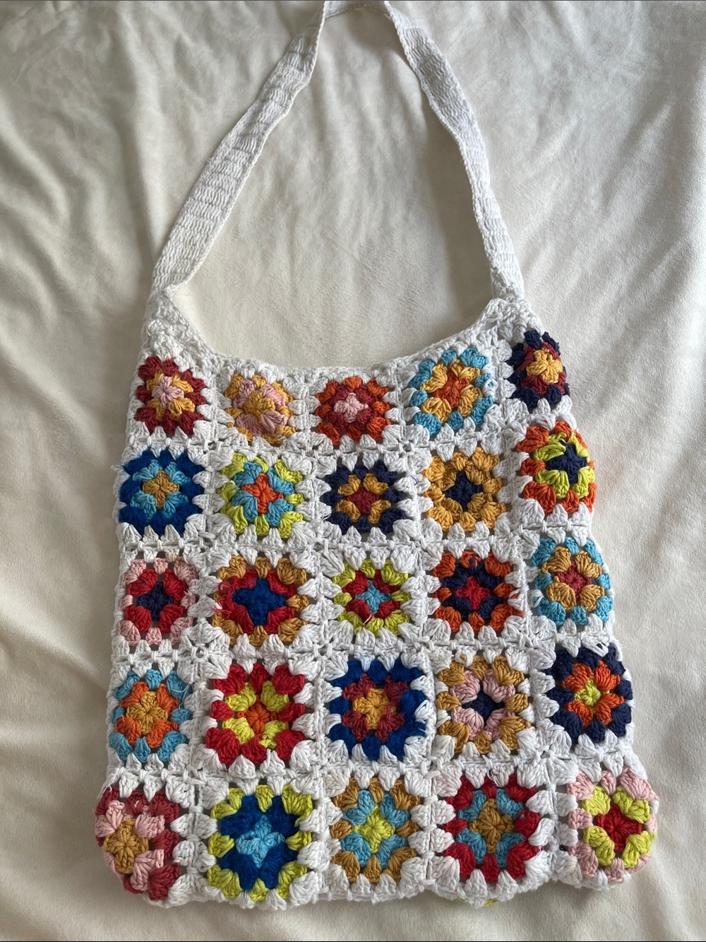 Boho granny square sling bag Women’s multi colored
